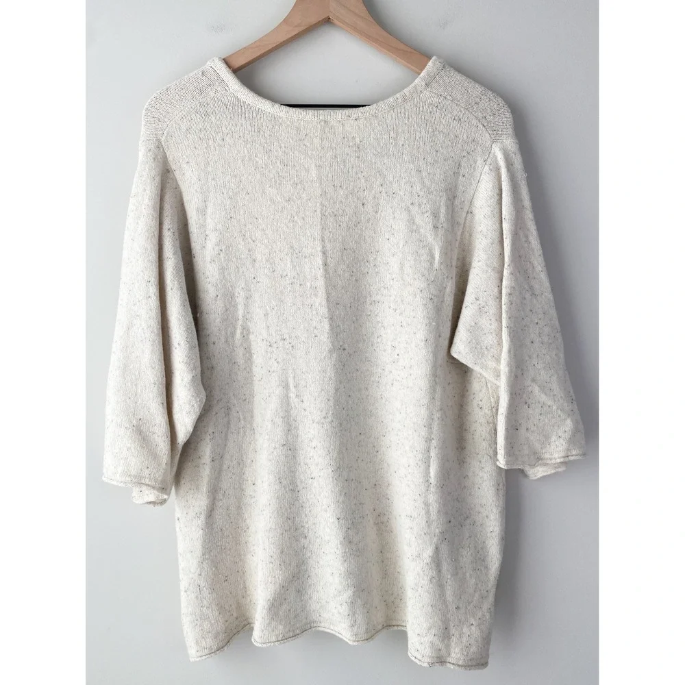 Pure J Jill Womens Wool Pullover L Ivory V Neck Knit Quiet Luxury Coastal - Picture 5 of 10